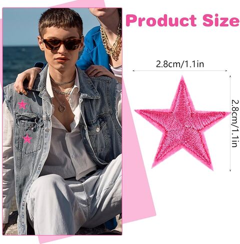 40 Pcs Star Iron on Patches, 5 Star Decorative Patch Adhesive Star Patches in 4 Colors, Sew Embroidered Patches Appliques Embellishments for DIY Craft Clothing in Saudi Arabia
