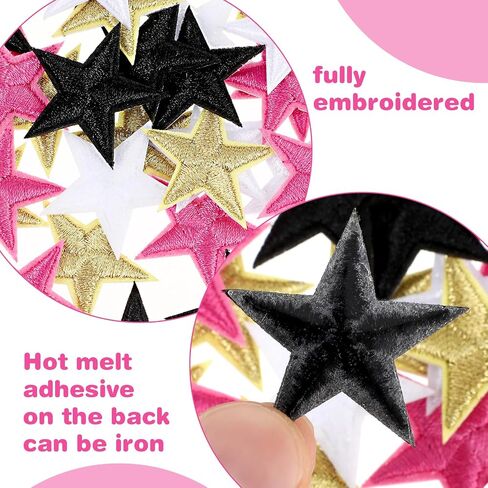 40 Pcs Star Iron on Patches, 5 Star Decorative Patch Adhesive Star Patches in 4 Colors, Sew Embroidered Patches Appliques Embellishments for DIY Craft Clothing in Saudi Arabia