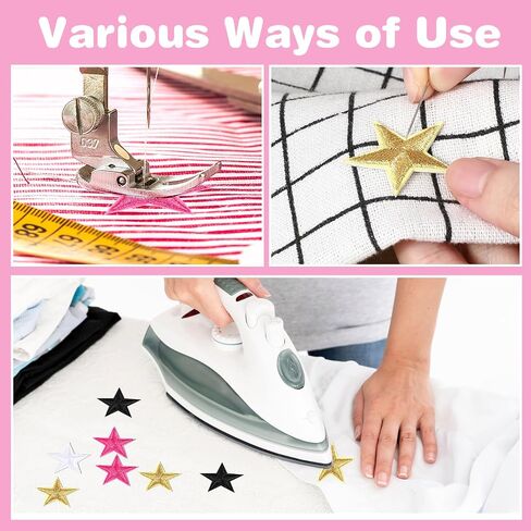 40 Pcs Star Iron on Patches, 5 Star Decorative Patch Adhesive Star Patches in 4 Colors, Sew Embroidered Patches Appliques Embellishments for DIY Craft Clothing in Saudi Arabia