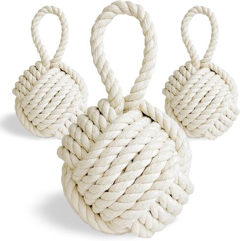 Cute Decorative Rope Door Stop, Cotton Door Stop with Handle for Floor, Ivory (5.9x12.6 in) Nautical Doorstop Bookend Weighted Door Stopper for Bottom of Door (1 Pack) in Kuwait