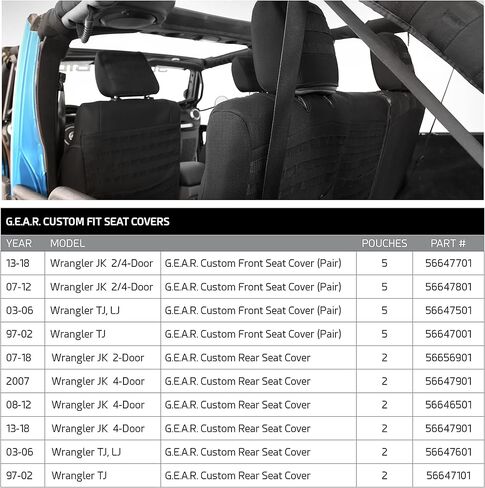 سميتيبيلت 56647701 أغطية مقاعد أمامية ملائمة حسب الطلب (زوج) لسيارة جيب رانجلر JK موديل 2013-18 in Kuwait