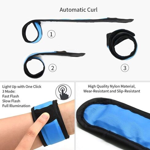 LOBKIN Safety Bracelets, LED Slap Armband Kids Walking at Night Safe LED Light Wrist Light Reflective Belt, Magic Band Running Lights for Runners in Saudi Arabia