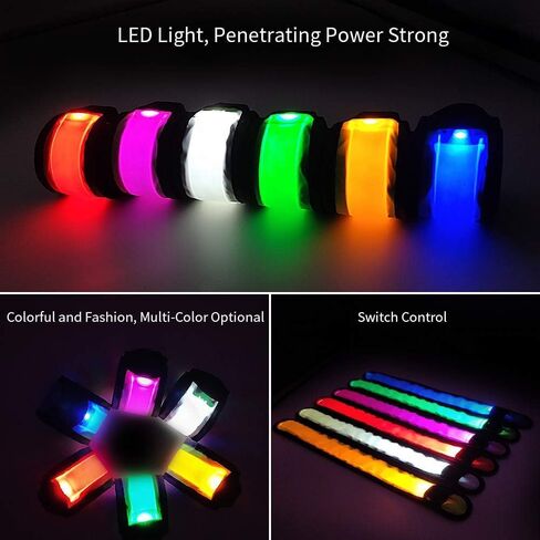 LOBKIN Safety Bracelets, LED Slap Armband Kids Walking at Night Safe LED Light Wrist Light Reflective Belt, Magic Band Running Lights for Runners in Saudi Arabia