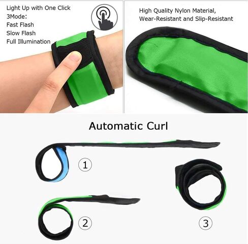 LOBKIN Safety Bracelets, LED Slap Armband Kids Walking at Night Safe LED Light Wrist Light Reflective Belt, Magic Band Running Lights for Runners in Saudi Arabia