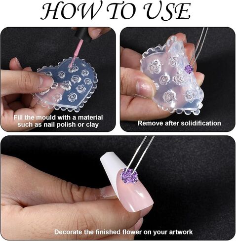 Nail Art Silicone Mold, 3D Silicone Nail Flower Molds Rose Camellia Nail Molds Flower Nail Set Carving Mold for Nail Art Earrings Jewelry Making Cupcake Handmade DIY Craft Decoration Supplies in Saudi Arabia