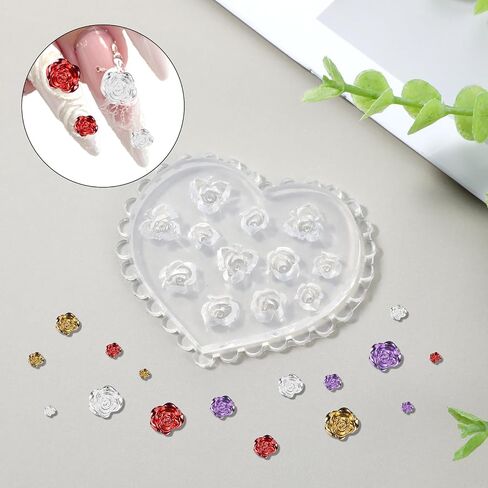 Nail Art Silicone Mold, 3D Silicone Nail Flower Molds Rose Camellia Nail Molds Flower Nail Set Carving Mold for Nail Art Earrings Jewelry Making Cupcake Handmade DIY Craft Decoration Supplies in Saudi Arabia