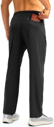 Pudolla Men's Sweatpants with Zipper Pockets Stretch Athletic Gym Pants Open Bottom for Running Casual Lounge Wear in Kuwait