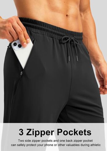 Pudolla Men's Sweatpants with Zipper Pockets Stretch Athletic Gym Pants Open Bottom for Running Casual Lounge Wear in Kuwait