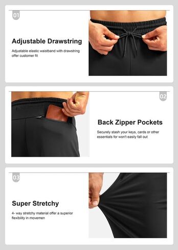 Pudolla Men's Sweatpants with Zipper Pockets Stretch Athletic Gym Pants Open Bottom for Running Casual Lounge Wear in Kuwait