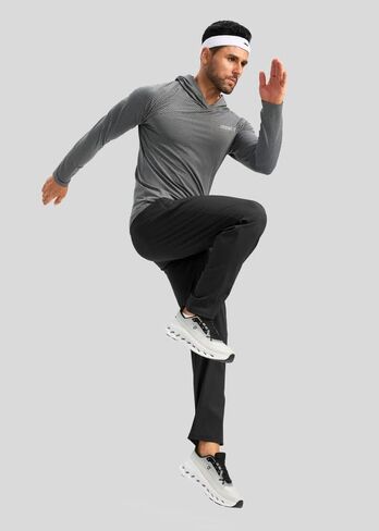 Pudolla Men's Sweatpants with Zipper Pockets Stretch Athletic Gym Pants Open Bottom for Running Casual Lounge Wear in Kuwait