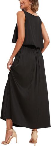 Moss Rose Women's Classic Crewneck Sleeveless A Line Formal Dress Floor Length Pleated Evening Dresses in Saudi Arabia