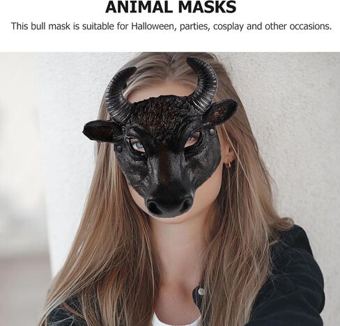 LUOZZY Halloween Bull Mask Prom Animal Mask Halloween Cosplay Costume Prop Fake Bull Mask Halloween Mask Supply in Saudi Arabia