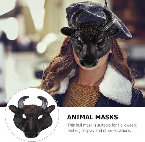 LUOZZY Halloween Bull Mask Prom Animal Mask Halloween Cosplay Costume Prop Fake Bull Mask Halloween Mask Supply in Saudi Arabia