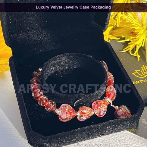 ARTSY Crafts Glow in the Dark Firefly Bead Bracelets Necklaces, Handmade in USA Heart Shaped Firefly Glass Jewelry, Murano Glass Crystal Mermaid Roses Heart Charm Bracelet Bangle in Kuwait