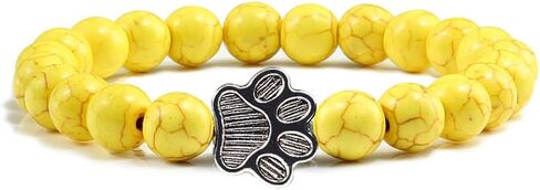 Pingyongchang Gemstones Beaded Bracelets for Men Women Gemstones Crystal Strand Stretch Beaded Dog Paw Bracelet Lover Couple Relationship Natural Stone Beads Yoga Bracelet Jewelry in Saudi Arabia