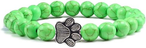 Pingyongchang Gemstones Beaded Bracelets for Men Women Gemstones Crystal Strand Stretch Beaded Dog Paw Bracelet Lover Couple Relationship Natural Stone Beads Yoga Bracelet Jewelry in Saudi Arabia
