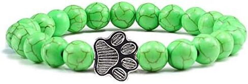 Pingyongchang Gemstones Beaded Bracelets for Men Women Gemstones Crystal Strand Stretch Beaded Dog Paw Bracelet Lover Couple Relationship Natural Stone Beads Yoga Bracelet Jewelry in Saudi Arabia