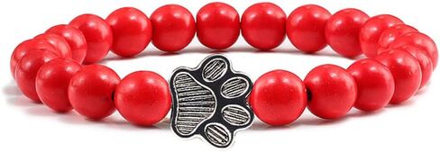 Pingyongchang Gemstones Beaded Bracelets for Men Women Gemstones Crystal Strand Stretch Beaded Dog Paw Bracelet Lover Couple Relationship Natural Stone Beads Yoga Bracelet Jewelry in Saudi Arabia