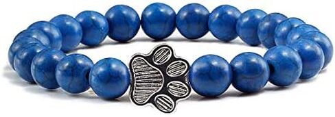 Pingyongchang Gemstones Beaded Bracelets for Men Women Gemstones Crystal Strand Stretch Beaded Dog Paw Bracelet Lover Couple Relationship Natural Stone Beads Yoga Bracelet Jewelry in Saudi Arabia