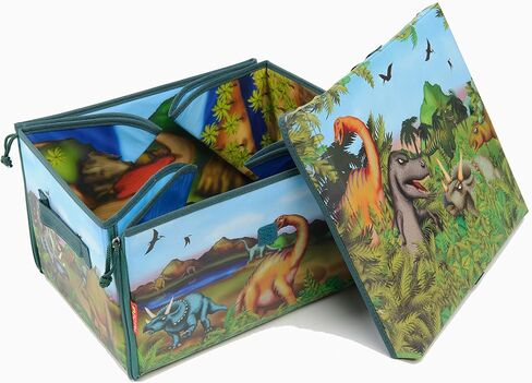 ZipBin Large Dinosaur Transforming Toy Box With 2 Dinosaurs, 13.25 x 11.75 x 8 Inches Of Storage For Up To 160 Dinosaurs And Over 5 Sq Feet Of Playmat Space in Saudi Arabia