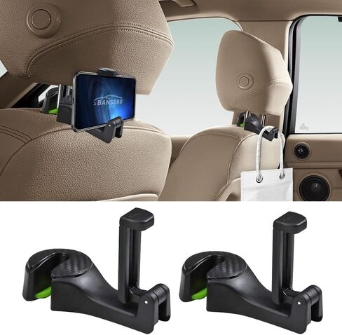 2 Pack Car Hook,Car Seat Back Hook,Universal Multifunctional Car Vehicle Back Seat headrest Mobile Phone Holder,Universal adjustable Car headrest hook (Carbon Fiber) in Kuwait