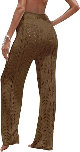سروال نسائي للشاطئ من COZYEASE مزود برباط مجوف ورباط مرن عالي الخصر لتغطية سراويل الشاطئ in Kuwait