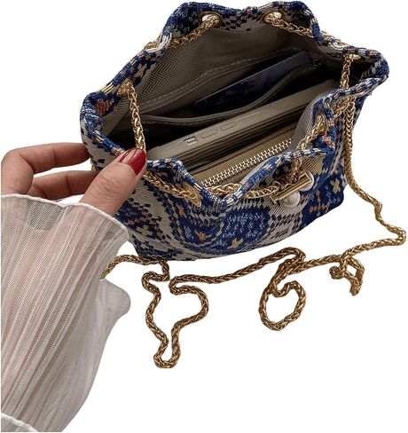 Verdusa Mini Plaid Print Drawstring Tote Bags Casual Handbags Retro Handbag in Saudi Arabia