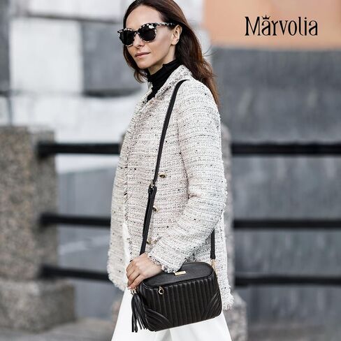 Marvolia Quilted Crossbody Bags for Women Vegan Leather Shoulder Handbag Small Purses with Adjustable Strap in Saudi Arabia