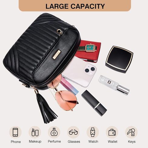 Marvolia Quilted Crossbody Bags for Women Vegan Leather Shoulder Handbag Small Purses with Adjustable Strap in Saudi Arabia