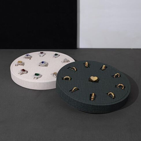 صينية حلقية مكونة من 10 فتحات، حامل حلقي دائري، عرض من جلد البولي يوريثان، منظم أقراط حلقية، صينية عرض المجوهرات، صينية عرض المجوهرات، صينية تنظيم المجوهرات الداخلية من الألياف الدقيقة (أخضر) in Kuwait