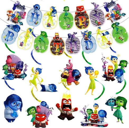 Happy Birthday Party Supplies, Cartoon Birthday Party Decorations Includes Happy Birthday Banner, Hanging Swirls for Kids Boys Girls, Baby Shower Party Favors Supplies Outdoor Indoor in Saudi Arabia