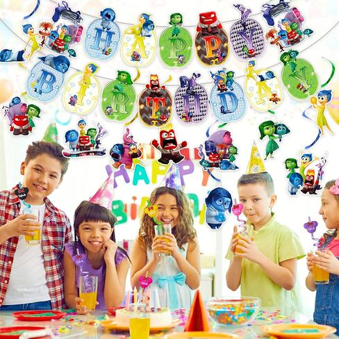 Happy Birthday Party Supplies, Cartoon Birthday Party Decorations Includes Happy Birthday Banner, Hanging Swirls for Kids Boys Girls, Baby Shower Party Favors Supplies Outdoor Indoor in Saudi Arabia