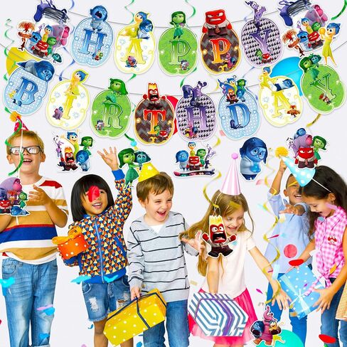 Happy Birthday Party Supplies, Cartoon Birthday Party Decorations Includes Happy Birthday Banner, Hanging Swirls for Kids Boys Girls, Baby Shower Party Favors Supplies Outdoor Indoor in Saudi Arabia