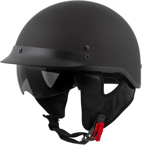 Milwaukee Helmets Momentum Matte Black Half Face Motorcycle Helmet w/Drop Down Visor for Men and Women DOT Approved MPH9718DOT - Large in Kuwait