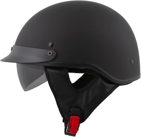Milwaukee Helmets Momentum Matte Black Half Face Motorcycle Helmet w/Drop Down Visor for Men and Women DOT Approved MPH9718DOT - Large in Kuwait