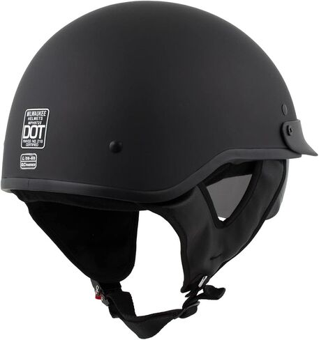 Milwaukee Helmets Momentum Matte Black Half Face Motorcycle Helmet w/Drop Down Visor for Men and Women DOT Approved MPH9718DOT - Large in Kuwait