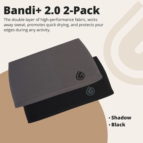 Bandi+ 2.0 2-Pack, Double-Layer Edge Protection Headband Set, High-Performance Sweat-Wicking Headband, Unisex Sweatband in Saudi Arabia