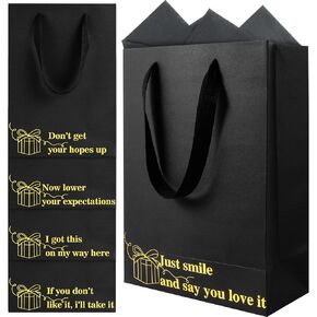 MJOGGOTT 15 Pcs Funny Gift Bags, Gag Gifts Funny Adult Bags with Tissue Paper, Funny Snarky Birthday Gift Bags, Reusable Funny Wrapping Paper Bags for Women Men Party Supplies