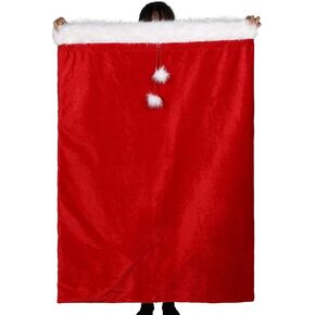 56 x 36 in Jumbo Christmas Red Velvet Santa Bag Giant Santa Gift Sack with Cord Drawstring Christmas Extra Large Santa Claus Bag Sack Christmas Drawstring Bag Gift Wrap Bag for Xmas Present (1)