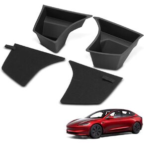 YHTAUTO 2 Pcs Trunk Side Organizer Storage Box with Lids Fit 2024 Tesla Model 3 Highland, Rear Trunk Storage Bins Flocking Waterproof Odorless Interior Accessories