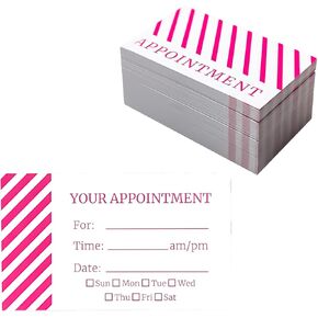 ITZAMNA Appointment Card 100 HOTPINK cute design Client Appointment Card Salon Appointment Card Makeup Artist Hair Stylist Nail Artist Beauty (HOTPINK）