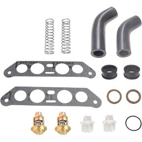 Thermostat Kit with Hoses Replacement for Johnson Evinrude 85 88 90 100 115 140 HP V4 Crossflow Replacement 65 140 HP Jet - 18-3543, 18-3673,340975,340976,13270
