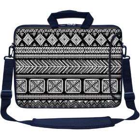 Meffort Inc 17 17.3 inch Neoprene Laptop Bag Sleeve with Extra Side Pocket, Soft Carrying Handle & Removable Shoulder Strap for 16" to 17.3" Size Notebook Computer - Family of Elephants