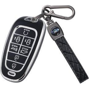 Key Fob Cover for Hyundai Soft TPU Car Smart Keys Case Accessories Fit for 2024 2023 2022 Hyundai Sonata, Santa Fe, Nexo, Tucson, Palisade Key Fob Case Protector Pink