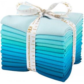 Robert Kaufman FQ-920-12 12 Piece Fat Quarter Bundle Kona Cotton Pool Party Palette , Blue