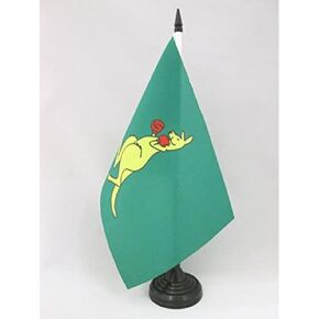Solomon Table Flag 4'' x 6'' - Solomon Islander Desk Flag 15 x 10 cm - Black plastic stick and base - AZ FLAG