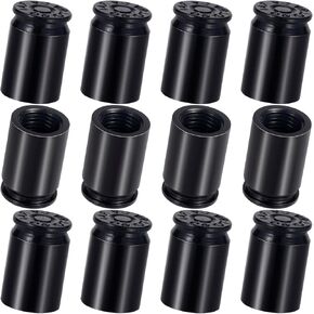 12pcs Bullet Shaped Tire Valve Stem Caps, Aluminum Alloy Airtight Wheel Valve Cover, Universal Dustproof Valve Stem Covers for Cars, SUV, Trucks, Bike, Motorcycle- Black