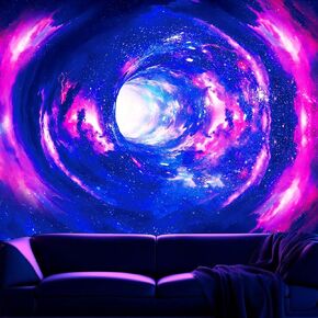 Atrippy Blacklight Galaxy 3D Tapestry for Bedroom, Glow in the Dark Space Room Decor Wall Tapestry, UV Reactive Vortex Tapestries Backdrop Posters for Living Gamer Room Dorm Office 51x60 Inches
