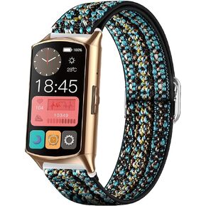 Compatible with EGQINR Smartwatch Bands,Lamshaw 18mm Stretch Elastics Nylon Adjustable Replacement Strap Accessories for Men & Women Compatible for EGQINR H31/MKYOPT H31 Smartwatch Fitness