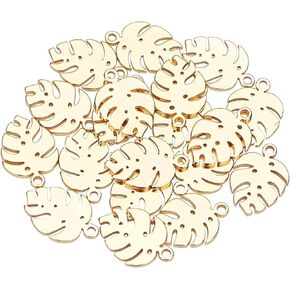 UNICRAFTALE about 20pcs Gold Plated Leaf Charms Hypoallergenic Stainless Steel Pendants Smooth Metal DIY Pendant 1.2mm Hole for Jewelry Findings Making 13mm